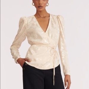 Eden Ivory Floral Wrap Blouse Size 10